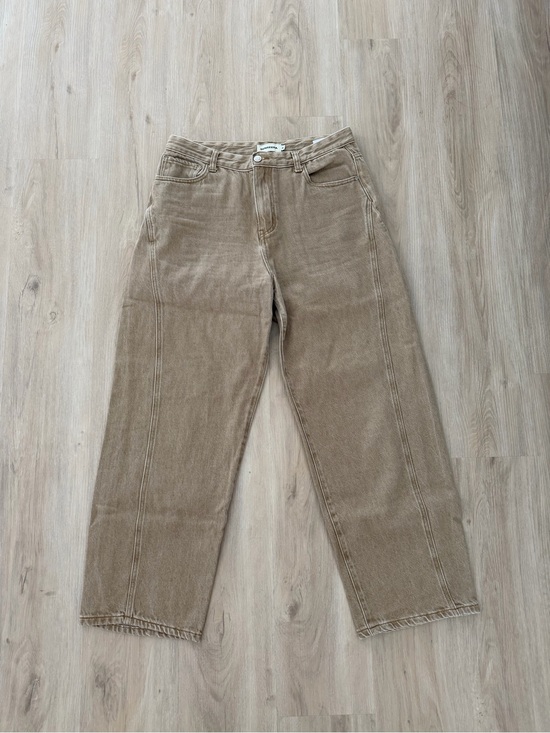 Simons Pants - Simons Beige Barrel Leg Jeans Size Medium